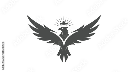 Majestic phoenix with crown, a symbol of power and rebirth.