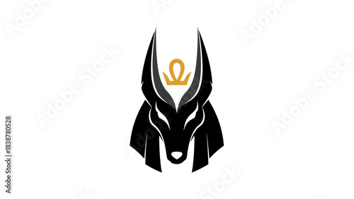 Anubis head with golden crown illustration