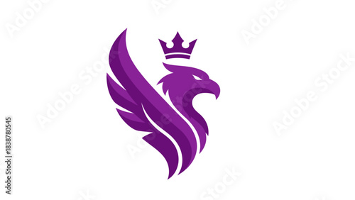 Majestic Purple Bird with Crown Logo Design