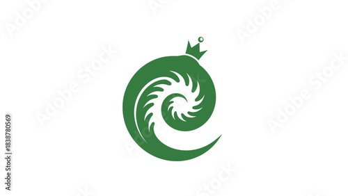 A simple and elegant stylized green fern frond with a crown.