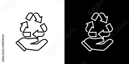 Hand holding a recycling symbol, representing sustainability and environmental care icon
