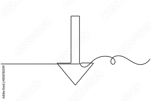 Upload and download icon continuous one line drawing on white background minimalist arrow sign symbol outline vector illustration