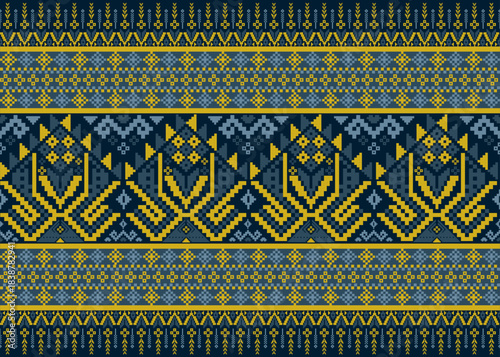 beautiful pixel tribal pattern inspired by each native pixel fabric like wayuu African native American southeast Asian traditional textile Thai silk pattern Aborigine Australian and Columbian fabric