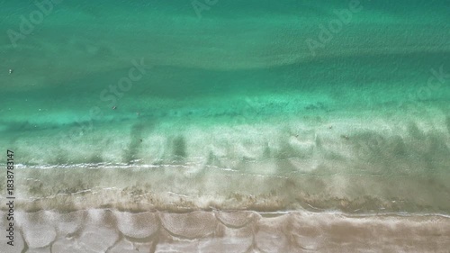 Drone Aerial Over Shallow Waves at Long Bay Auckland New Zealand