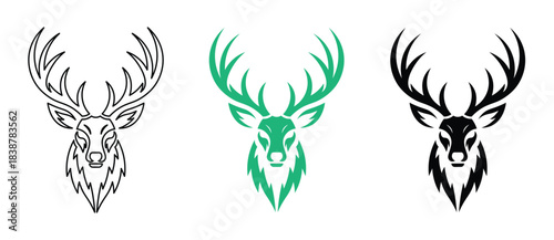 deer head logo set majestic stag antlers vector illustration collection