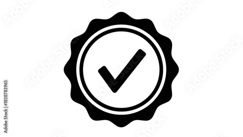 Checkmark Badge Icon – Approved Seal and Certified Quality Symbol Illustration