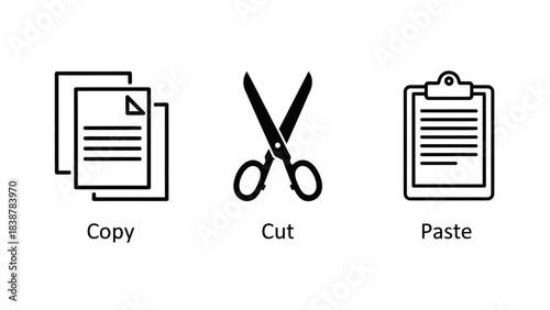 Copy Cut Paste Icons – Clipboard Action Symbols for Editing and Office Tools