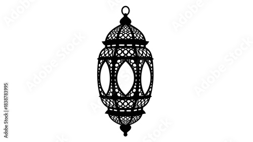 Ornate Hanging Lantern Silhouette – Decorative Traditional Lamp Illustration