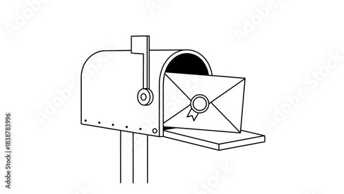 Mailbox with Letter Icon – Mail Delivery and Postal Communication Symbol