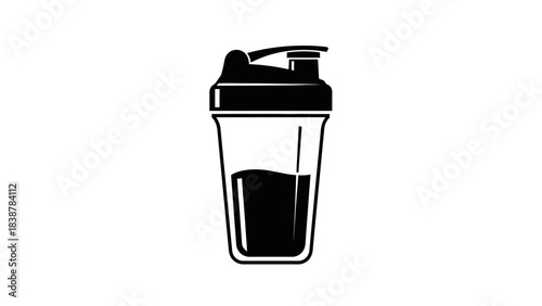 Protein Shaker Bottle Icon – Fitness Supplement Drink Container Illustration