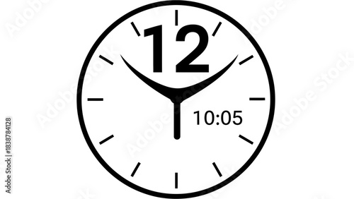 Analog Clock Icon Showing 10:05 – Minimalist Timepiece Design Illustration