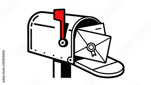 Mailbox with Letter Icon – Mail Delivery and Postal Communication Symbol