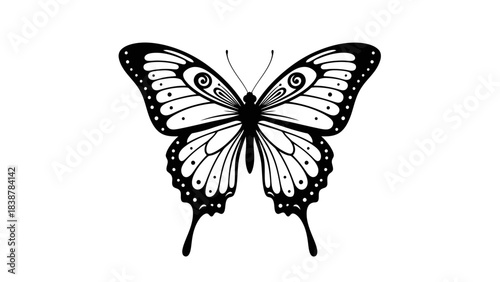 Butterfly Silhouette Design – Elegant Insect Line Art for Nature and Tattoo Concepts