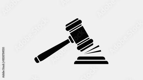 Gavel Icon Silhouette – Legal Judgment and Auction Hammer Illustration