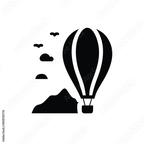 Scenic hot air balloon travel minimal icon
