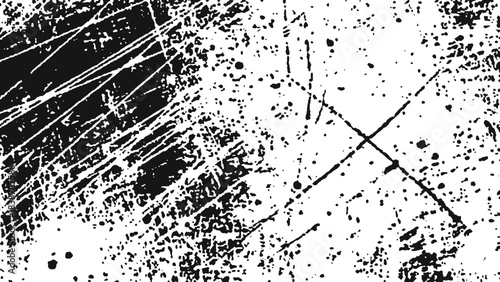 Minimal grunge scratch texture on white backdrop with scattered grey speckles and rough diagonal marks