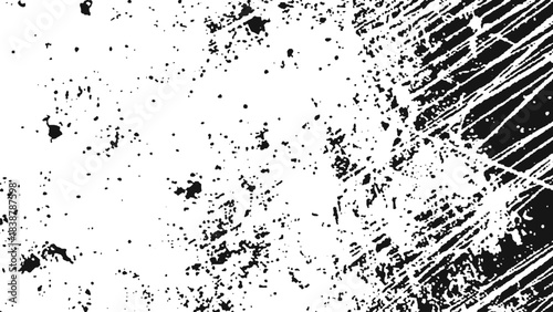 Minimal grunge scratch texture on white backdrop with scattered grey speckles and rough diagonal marks