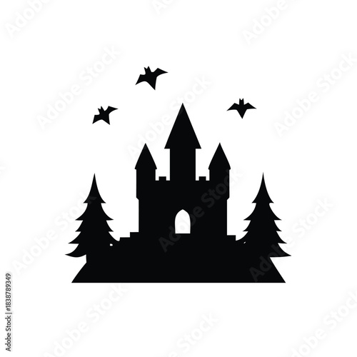 Spooky Castle Silhouette for Halloween Night