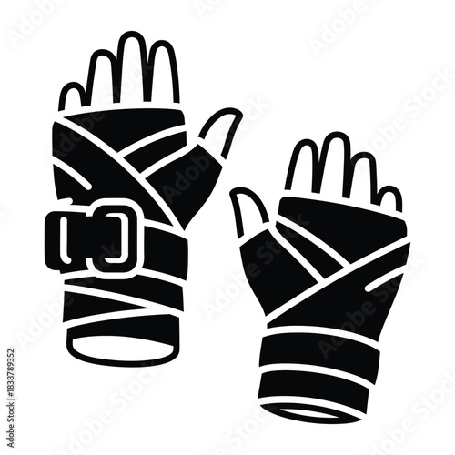 Boxing hand wraps for martial arts and combat protection icon