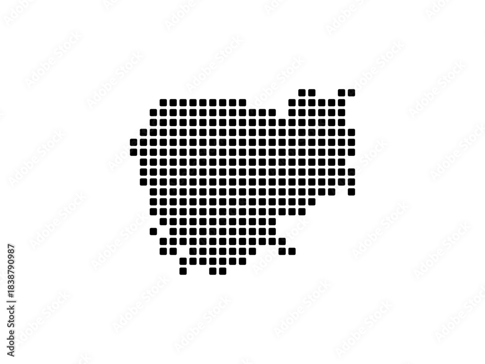 Fototapeta premium Rounded Square dots pattern map of Cambodia. Dotted pixel map Vector illustration