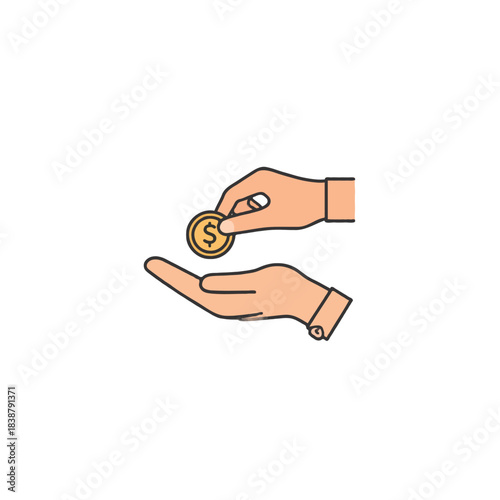 Depicting monetary donation, illustrating a helping hand through financial assistance and