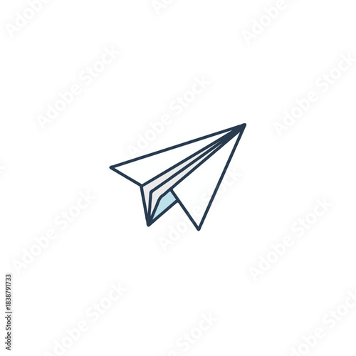Minimalistic paper airplane illustration soaring upwards representing aspirations dreams and