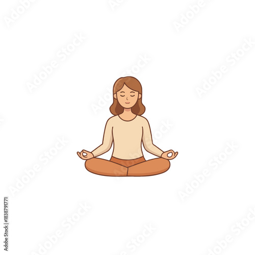 Relaxed woman practicing meditation in lotus position for mindfulness and serenity to boost mental