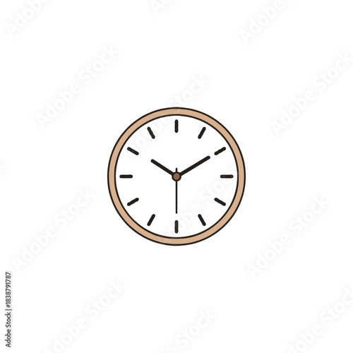 Simple beige clock illustration showing elapsed time, visualizing schedule and deadline in neutral