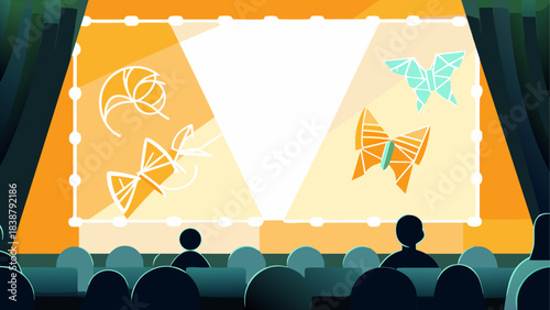 Colorful Desert Landscape with Sand Dunes and Oasis – Vector Illustration