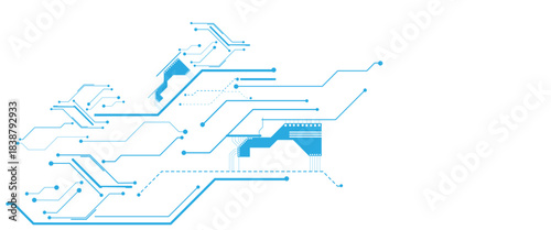 Vector white and blue digital technology futuristic circuit board Abstract background design.