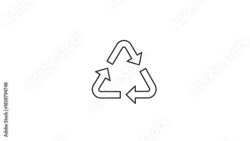 Outline drawing of the universal recycling symbol with three arrows forming a triangle, on a white background.