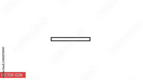 A simple black outlined horizontal line icon on a clean white background, representing a minimalist graphic element.