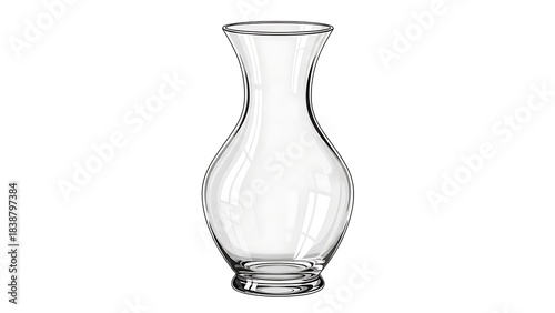 Clear Glass Vase Elegant Transparent Curved Decor for Home or Office