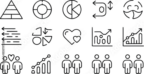 Population Growth & Demographic Trends Line Icons
