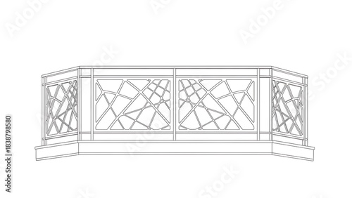 Decorative Modern Balcony Railing with Geometric Pattern in White Finish