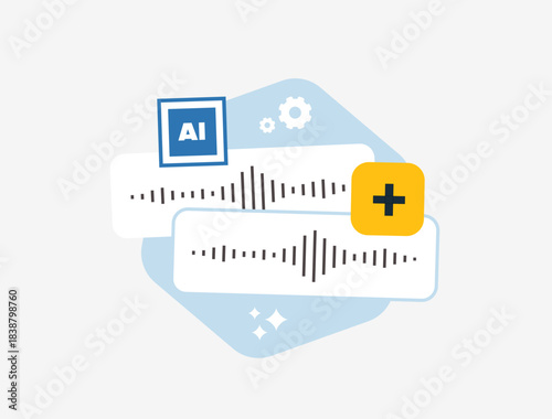AI voice cloning consent protects users from scams. Voice cloning ai mandates ethical text-to-speech permissions, 2026 fraud prevention and secure digital interactions. Vector illustration