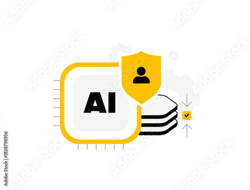 AI data minimization principle icon concept. Secure processing ai data minimization - collect no more data than necessary for privacy-compliant models. 2026 ethics in machine learning illustration