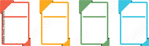 Collection of colorful document icons with corner accents modern flat design elements for presentations and web isolated on white Background