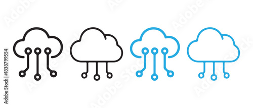 Representing cloud computing icons. and data network connections.
