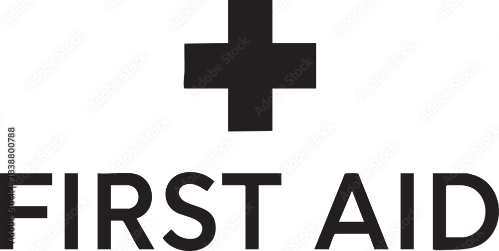 Fototapeta premium First aid symbol and text emphasizing the importance of medical assistance and care