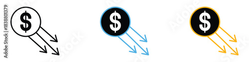 Economic Loss icon vector. financial loss, decreased value, expenses, and economic downturn symbol. vector illustration.