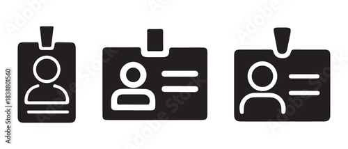 Identity card and badge icons. representing profile, access, and personal identification for various uses.