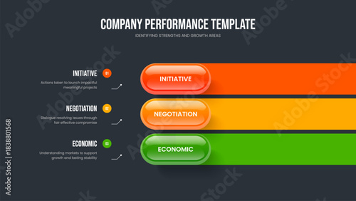 Consulting Portfolio 3 Element Infographic Frame Layout. Company Briefing Three Step Diagram Slide Template. Professional Introduction Presentation Design Vector Illustration.