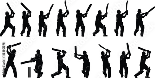 Dynamic Collection of Batting, Hitting, and Base Running Poses for Sports, Team Competition, and Athletic Game Graphics