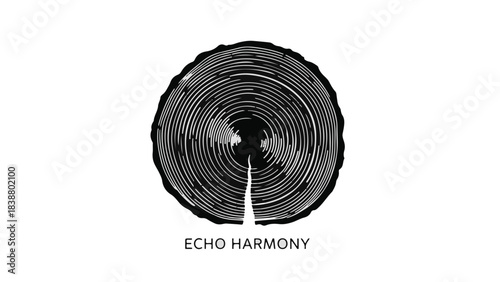 Abstract circular wood grain pattern with a split center, representing growth and nature.