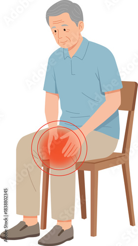 Senior old Man Experiencing Knee Pain