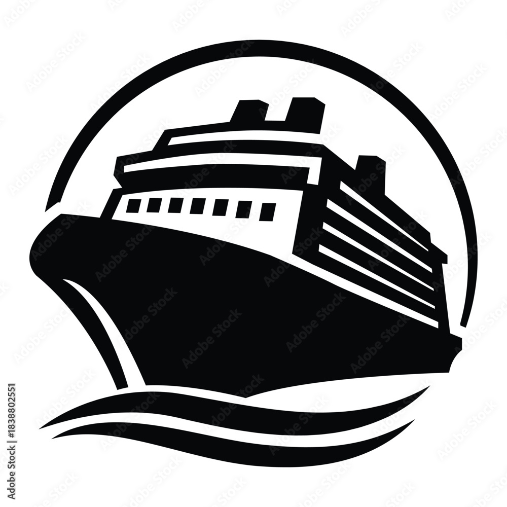 Obraz premium Cruise Ship Silhouette Logo Design