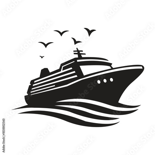 Cruise Ship Silhouette Logo Design