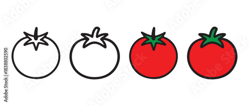 Tomato rating scale vector illustration with two red tomatoes food.