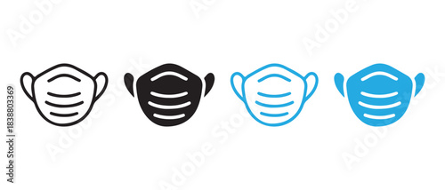 Medical face mask vector icon set for health protection design.